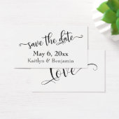 Schwarz-weiße Typografie Save the Date Einsteckkar (Schreibtisch)
