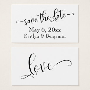 Schwarz-weiße Typografie Save the Date Einsteckkar