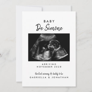 Schwarz-weiße-Typografie-Sonogramm-Foto-Schwangers Ankündigung