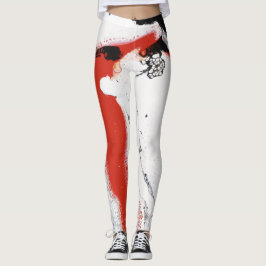 Schwarz-, weiße u. Roteabstrakte Leggings - "oh