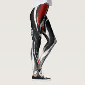 Schwarz-, weiße u. Roteabstrakte Leggings - "seien (Rechts)
