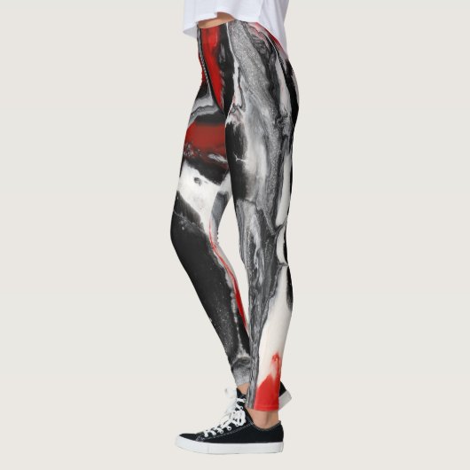 Schwarz-, weiße u. Roteabstrakte Leggings - "seien (Links)