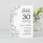 Schwarz-weiße Überraschung 30 Jahre Einladung (Stehend Vorderseite)