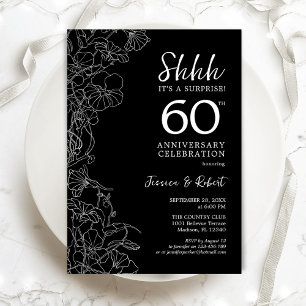 Schwarz-weiße Überraschung zum 60. Jubiläum Einladung