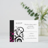 Schwarz +Weiße Umdrehungswirbel für Hochzeit RSVP  Einladungspostkarte (Stehend Vorderseite)