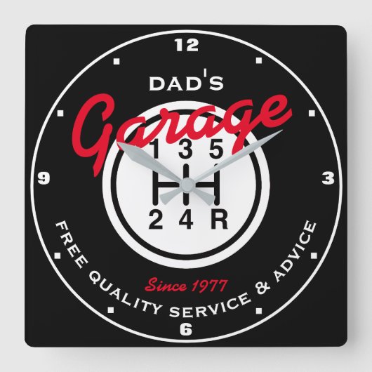 Schwarz-weiße Umschalttaste des Vaters oder einer Quadratische Wanduhr (Vorderseite)