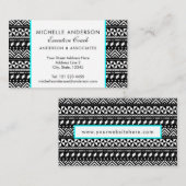 Schwarz-weiße und Aqua Tribal Zigzag Visitenkarte (Vorne/Hinten)
