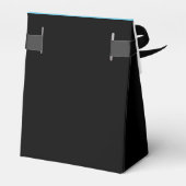 Schwarz-weiße und Aquamarine Blaue Hochzeit Geschenkschachtel (Rückseite)