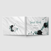 Schwarz-weiße und aquamarine Blume, grauer botanis Gästebuch (Voll)
