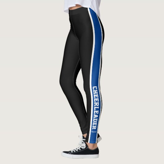 Schwarz-weiße und blaue Cheerleader Leggings (Links)