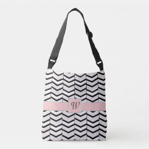 Schwarz-weiße und blush-Zickzack Mehrdruck-Tasche Tragetaschen Mit Langen Trägern