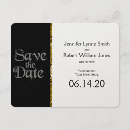 Schwarz-weiße und Gold Glitzer Hochzeit Sichern Si Save The Date