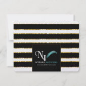 Schwarz-weiße und Gold Glitzer Hochzeit Sichern Si Save The Date (Rückseite)