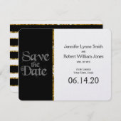 Schwarz-weiße und Gold Glitzer Hochzeit Sichern Si Save The Date (Vorne/Hinten)