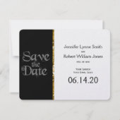 Schwarz-weiße und Gold Glitzer Hochzeit Sichern Si Save The Date (Vorderseite)