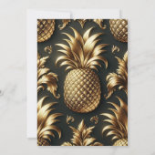 Schwarz-weiße und goldene Ananas-Hochzeit Einladung (Rückseite)