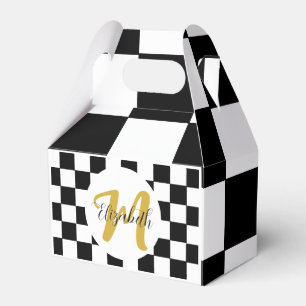 Schwarz-weiße und goldene Eleganästhesie Gefallen  Geschenkschachtel