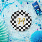 Schwarz-weiße und goldene Eleganästhesie Pappteller (Party)