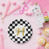 Schwarz-weiße und goldene Eleganästhesie Pappteller (Party)