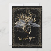 Schwarz-weiße und goldene Hochzeit Einladung (Rückseite)