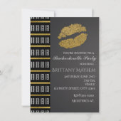 Schwarz-weiße und goldene Imitate Shimmer Lippen K Einladung (Vorderseite)