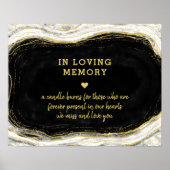 Schwarz-weiße und goldene Ode in Love Memory Sign Poster (Vorne)