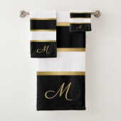 Schwarz-weiße und goldene Streifen Badhandtuch Set (Insitu)