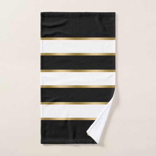 Schwarz-weiße und goldene Streifen Badhandtuch Set (Handtuch)