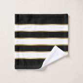 Schwarz-weiße und goldene Streifen Badhandtuch Set (Waschlappen)