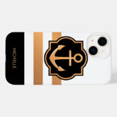Schwarz-weiße und goldene Streifen Case-Mate iPhone Hülle (Rückseite (Horizontal))