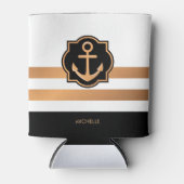 Schwarz-weiße und goldene Streifen Dosenkühler (Vorderseite)