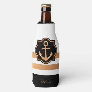 Schwarz-weiße und goldene Streifen Flaschenkühler