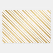 Schwarz-weiße und goldene Streifen Geschenkpapier Set (Vorderseite 2)