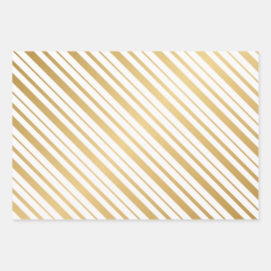 Schwarz-weiße und goldene Streifen Geschenkpapier Set (Vorderseite 2)