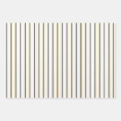 Schwarz-weiße und goldene Streifen Geschenkpapier Set (Vorderseite)