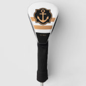 Schwarz-weiße und goldene Streifen Golf Headcover (Vorderseite)