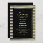 Schwarz-weiße und goldene Überraschung 21. Geburts Einladung (Vorne/Hinten)