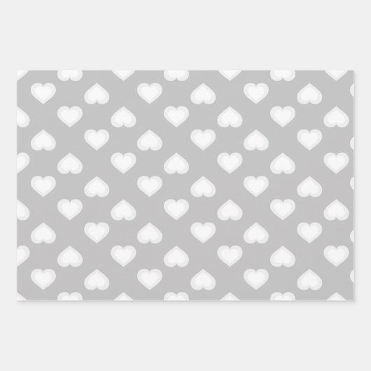 Schwarz-weiße und graue Herzen Geschenkpapier Set (Vorderseite 3)