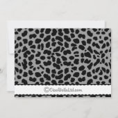 Schwarz-weiße und graue Leopard-Party Einladung (Rückseite)