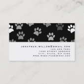 Schwarz-weiße und graue Paw-Drucke Visitenkarte (Rückseite)