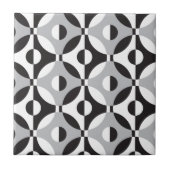 Schwarz-, weiße und Grauegeometrische Kreise Fliese (Vorderseite)