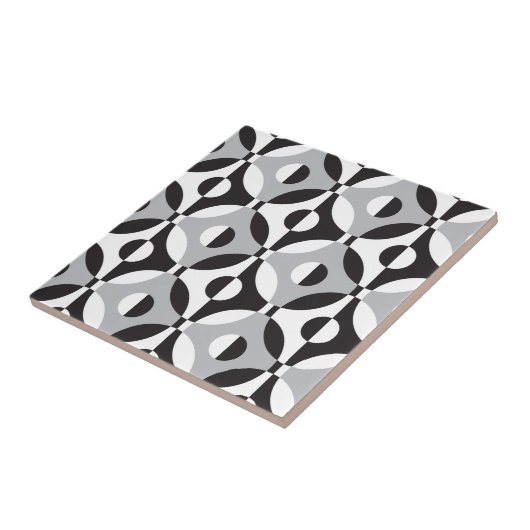 Schwarz-, weiße und Grauegeometrische Kreise Fliese (Seite)