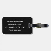 Schwarz-weiße und Hot-Pink-Extravagant-Script-Mono Gepäckanhänger (Rückseite horizontal)