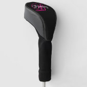 Schwarz-weiße und Hot-Pink-Extravagant-Script-Mono Golf Headcover (angewinkelt)