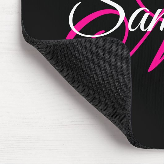 Schwarz-weiße und Hot-Pink-Extravagant-Script-Mono Mousepad (Ecke)