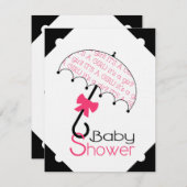 Schwarz-weiße und Hot-Pink-Kinderdusche Einladung (Vorne/Hinten)