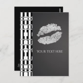 Schwarz-weiße und Imitate Silberschimmer Lippen-Er Postkarte (Vorne/Hinten)