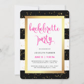 Schwarz-weiße und Imitats Gold Junggeselinnen-Absc Einladung (Vorderseite)