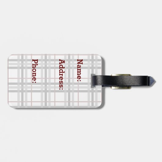 Schwarz-weiße und Karierte Gepäckmarke Gepäckanhänger (Rückseite horizontal)