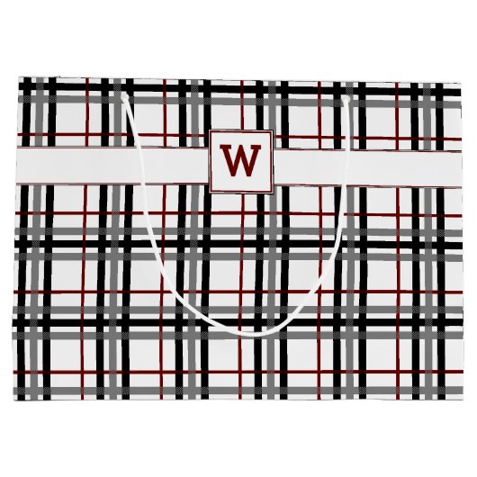 Schwarz-weiße und Karierte Geschenktasche Große Geschenktüte (Rückseite)